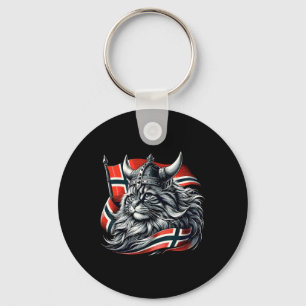 Norwegian Cat Viking Norway Flag  Keychain