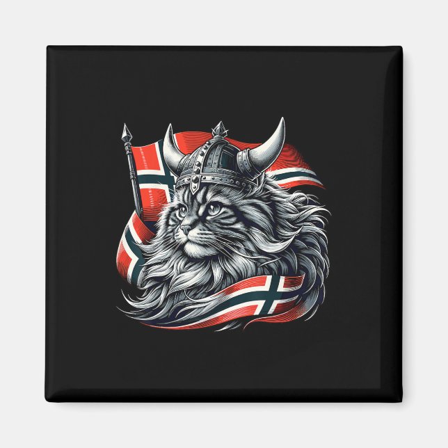 Norwegian Cat Viking Norway Flag  Magnet (Front)