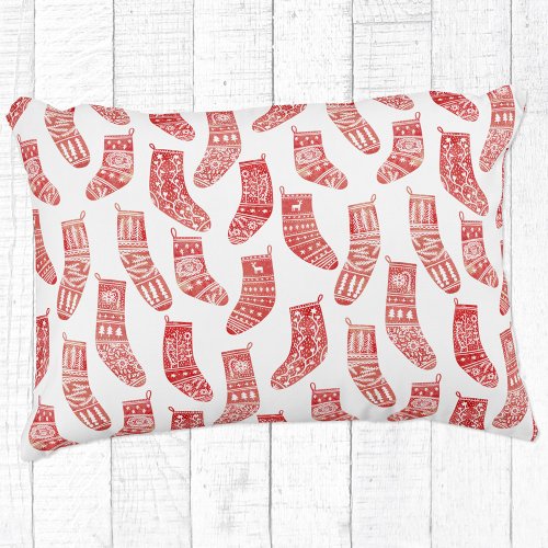 Norwegian Christmas Stockings Pattern Accent Pillow