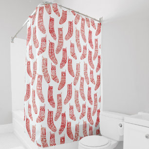 Norwegian Christmas Stockings Pattern Shower Curtain
