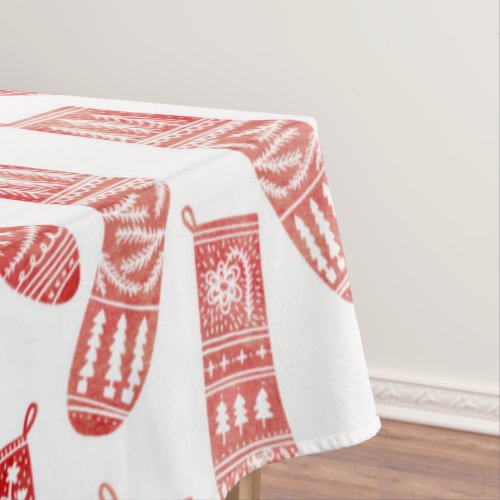 Norwegian Christmas Stockings Pattern Tablecloth