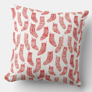 Norwegian Christmas Stockings Pattern Throw Pillow