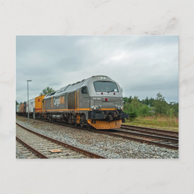Norwegian diesel hauled containertrain postcard (Front)