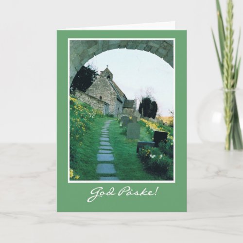 Norwegian Easter Card with Quaint Old Church