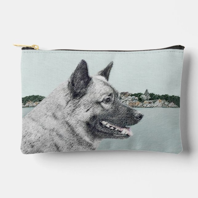 Norwegian Elkhound and Village Painting Dog Art Accessory Pouch (Front)
