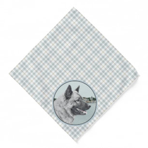 Norwegian Elkhound and Village Painting Dog Art Bandana