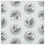 Norwegian Elkhound and Village Painting Dog Art Fabric