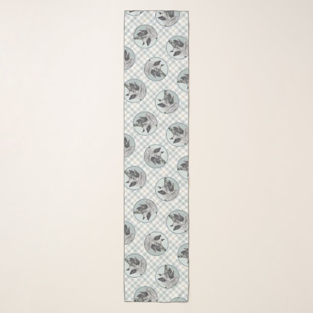 Norwegian Elkhound and Village Painting Dog Art Scarf (Front)