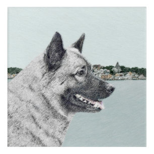 Norwegian Elkhound at Village Painting - Dog Art