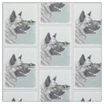 Norwegian Elkhound at Village Painting - Dog Art Fabric