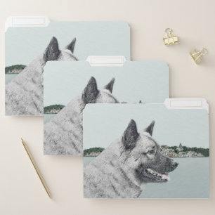 Norwegian Elkhound at Village Painting - Dog Art File Folder