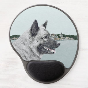 Norwegian Elkhound at Village Painting - Dog Art Gel Mouse Pad