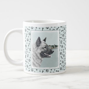 Norwegian Elkhound at Village Painting - Dog Art Giant Coffee Mug