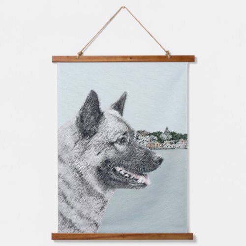 Norwegian Elkhound at Village Painting _ Dog Art Hanging Tapestry