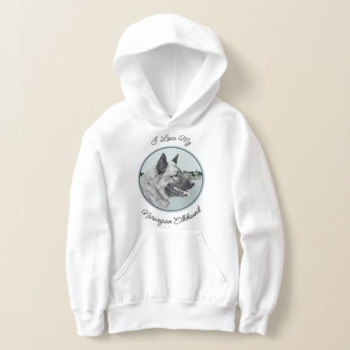 Norwegian Elkhound at Village Painting _ Dog Art Hoodie