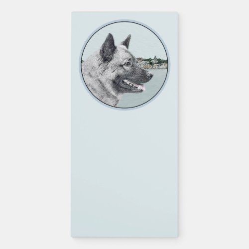 Norwegian Elkhound at Village Painting _ Dog Art Magnetic Notepad