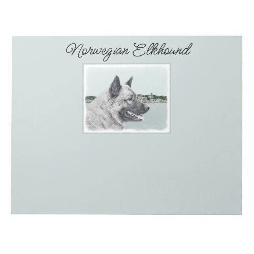 Norwegian Elkhound at Village Painting _ Dog Art N Notepad