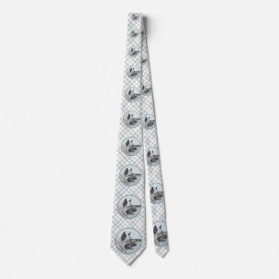 Norwegian Elkhound at Village Painting - Dog Art Neck Tie