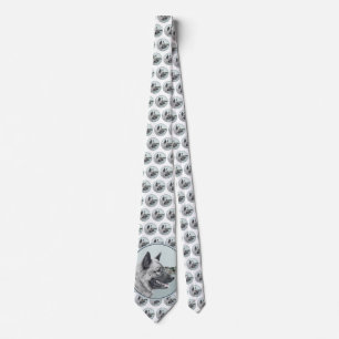 Norwegian Elkhound at Village Painting - Dog Art Neck Tie