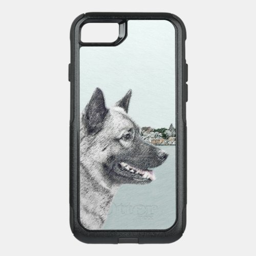 Norwegian Elkhound at Village Painting _ Dog Art O OtterBox Commuter iPhone SE87 Case