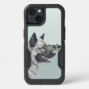 Norwegian Elkhound at Village Painting - Dog Art iPhone 13 Case