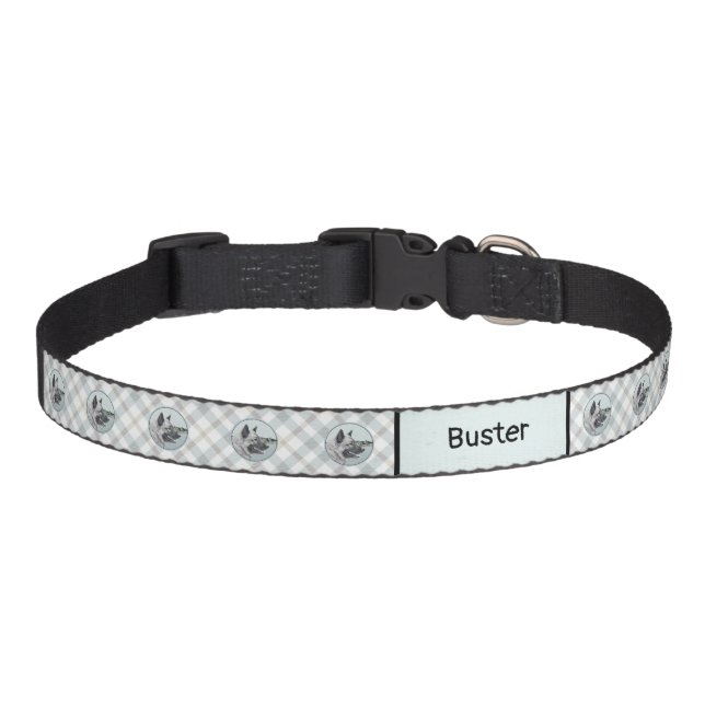 Norwegian Elkhound at Village Painting - Dog Art Pet Collar (Front)
