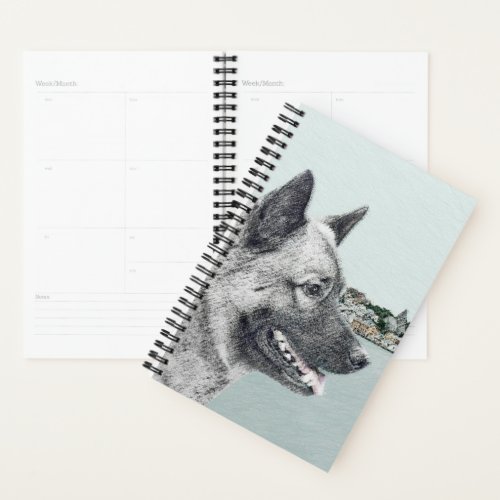 Norwegian Elkhound at Village Painting _ Dog Art Planner