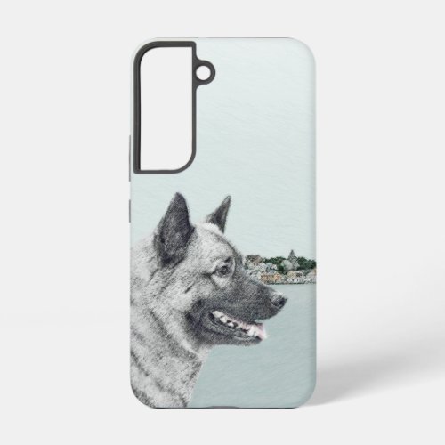 Norwegian Elkhound at Village Painting _ Dog Art Samsung Galaxy S22 Case