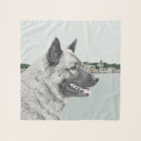 Norwegian Elkhound at Village Painting - Dog Art