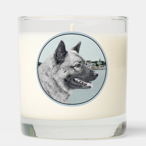 Norwegian Elkhound at Village Painting _ Dog Art Scented Candle