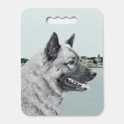 Norwegian Elkhound at Village Painting _ Dog Art Seat Cushion