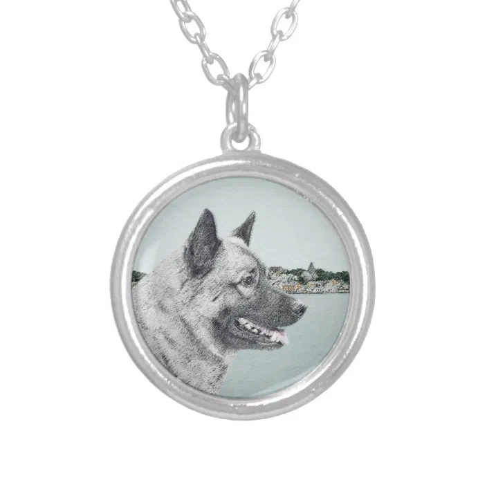 sterling silver Norwegian Elkhound Heart necklace