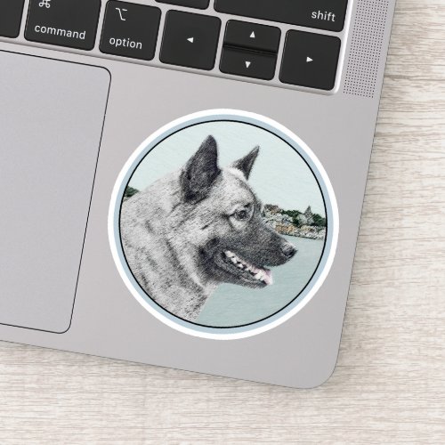 Norwegian Elkhound at Village Painting _ Dog Art Sticker