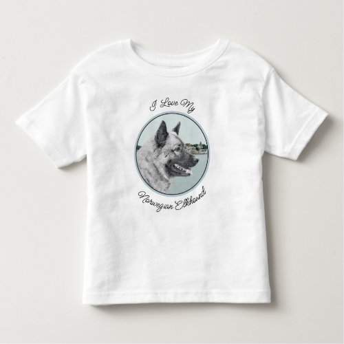 Norwegian Elkhound at Village Painting _ Dog Art Toddler T_shirt