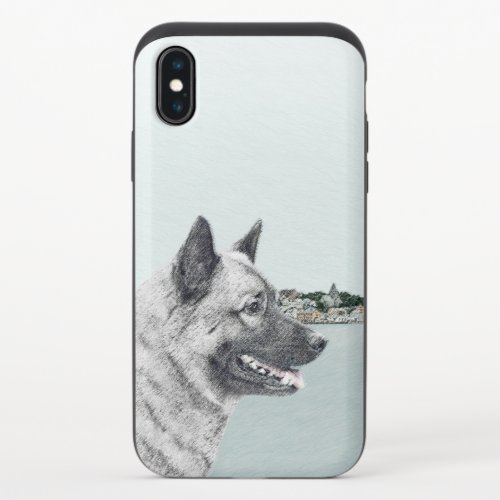 Norwegian Elkhound at Village Painting _ Dog Art iPhone X Slider Case