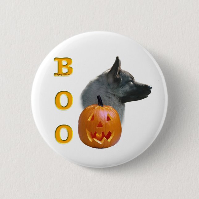 Norwegian Elkhound Boo Button (Front)