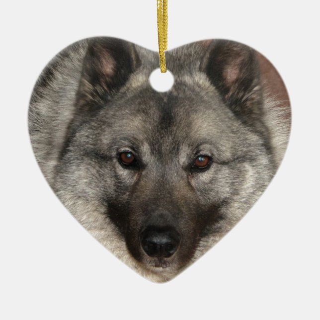 Norwegian Elkhound Ceramic Ornament (Front)