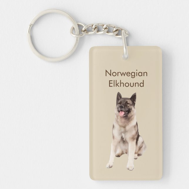Norwegian Elkhound Dog Breed Keychain (Front)