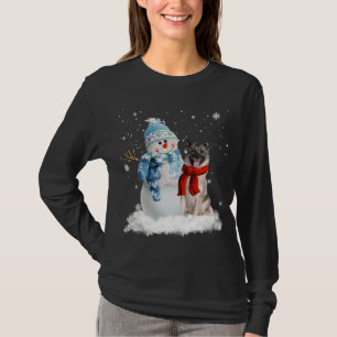 Norwegian Elkhound Dog Christmas Snowman Christmas T-Shirt