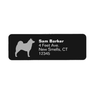 Norwegian Elkhound Dog Silhouette Return Address Label
