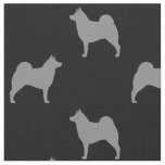 Norwegian Elkhound Dog Silhouettes Patterned Fabric