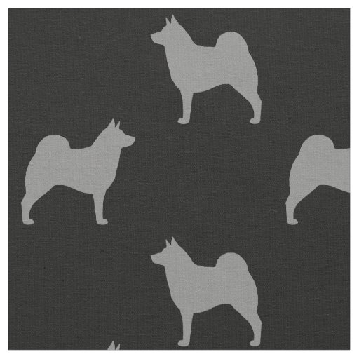Norwegian Elkhound Dog Silhouettes Patterned Fabric