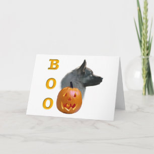 Norwegian Elkhound Halloween Boo Card