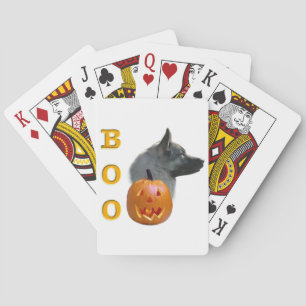 Norwegian Elkhound Halloween Boo Poker Cards
