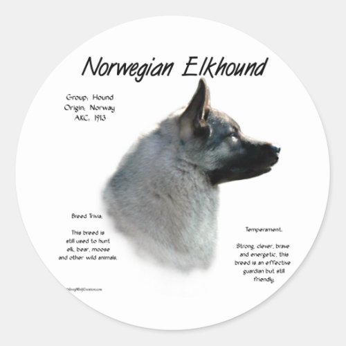 Norwegian Elkhound History Design Classic Round Sticker