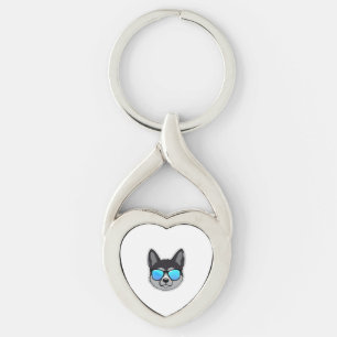 Norwegian Elkhound in Cool Sunglasses Classic T-Sh Keychain