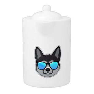 Norwegian Elkhound in Cool Sunglasses Classic T-Sh Teapot