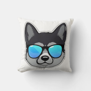 Norwegian Elkhound in Cool Sunglasses Classic T-Sh Throw Pillow