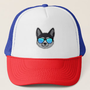Norwegian Elkhound in Cool Sunglasses Classic T-Sh Trucker Hat