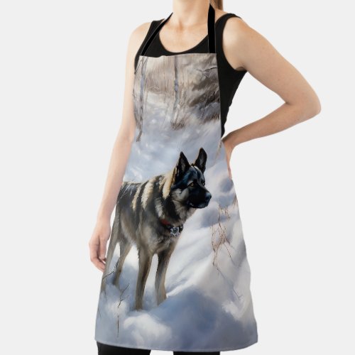 Norwegian Elkhound Let It Snow Christmas Apron